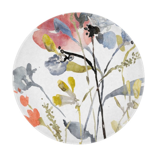 Blume überlagert - Watercolor-Pastell-Blumen Schneidebrett (Vorderseite)