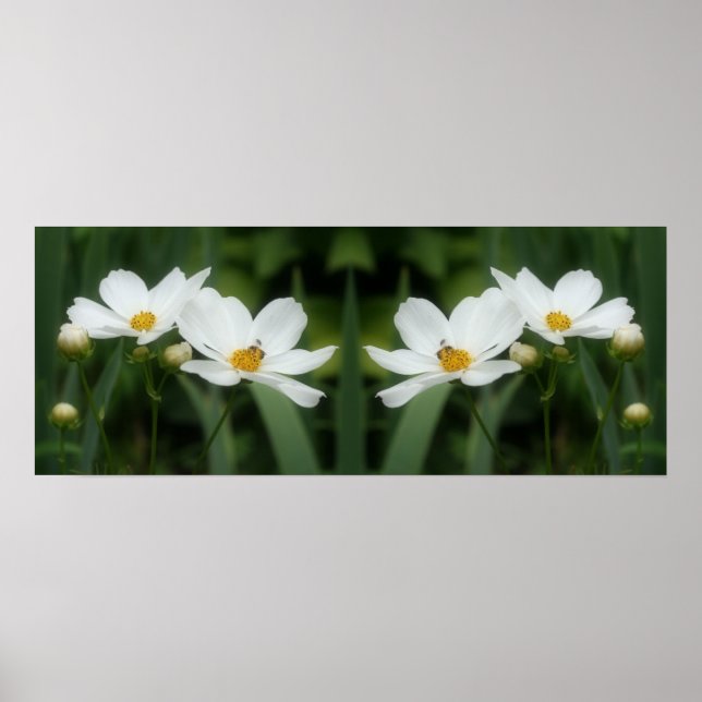 Blume und Abstrakter Bienenspiegel Poster (Vorne)