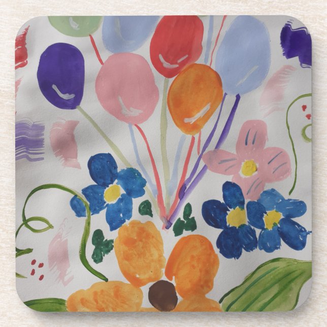 Blume und Ballons Untersetzer aus Kunststoffen (Vorderseite)