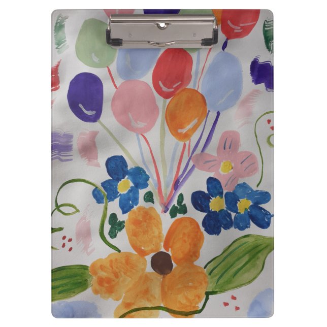 Blume und Balloons Klemmbrett (Vorderseite)