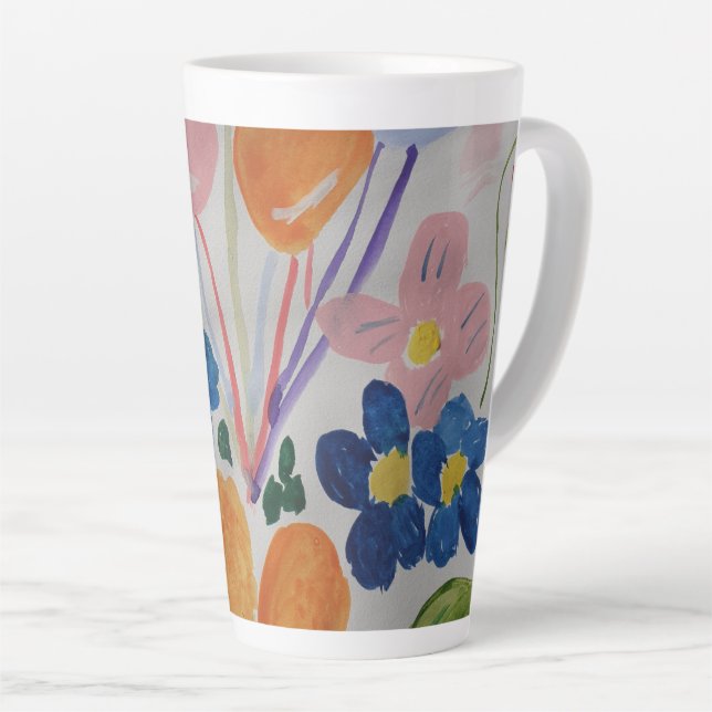 Blume und Balloons Latte Tasse (Rechte Ecke)