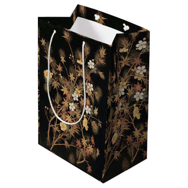 Blume und Baum 1884 Japanische Zierkunst Mittlere Geschenktüte (Rückseite Schrägansicht)
