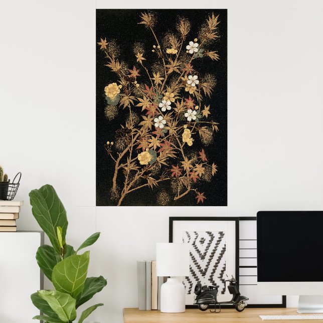 Blume und Baum 1884 Japanische Zierkunst Poster (Heimbüro)