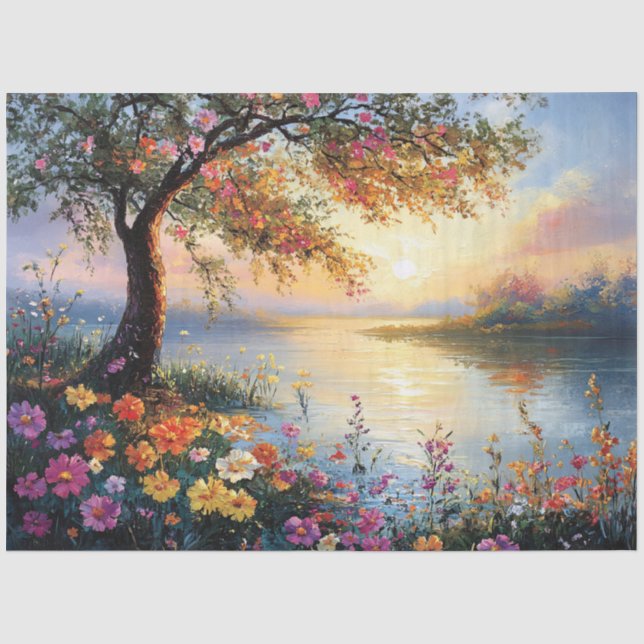 Blume und Baumlandschaft im Freien Seidenpapier (Vorderseite)