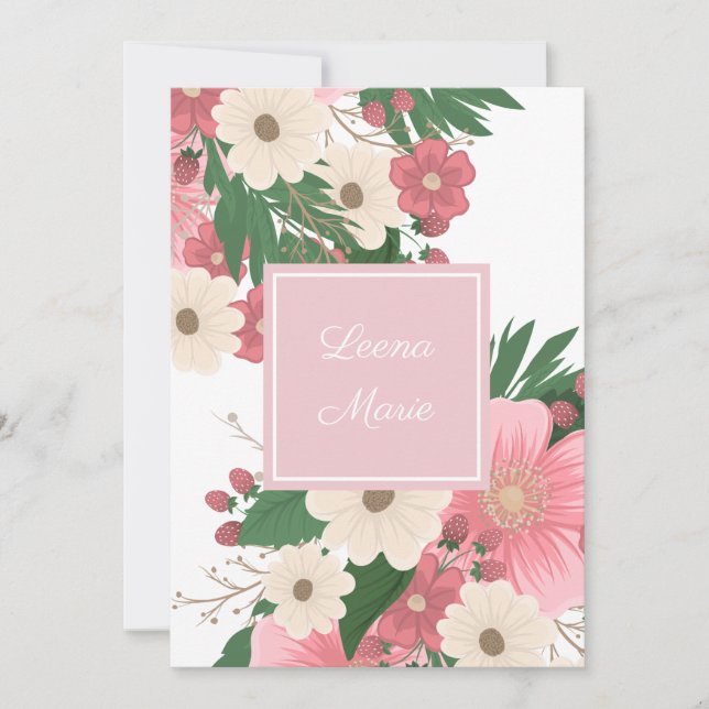 Blume und Berries Einladung zum Geburtstag (Vorderseite)