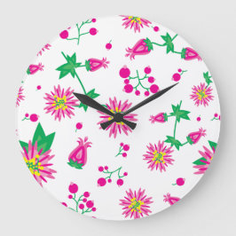 Blume und Berries Große Wanduhr