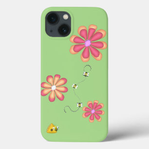 Blume und Bienen auf Limonen Case-Mate iPhone Hülle