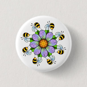 Blume und Bienen Button