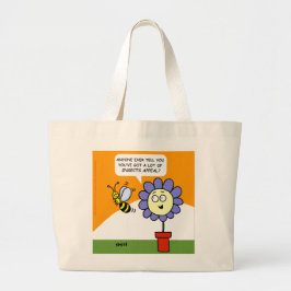 Blume und Bienen-Cartoon Art Insekten Appeal Funny Jumbo Stoffbeutel