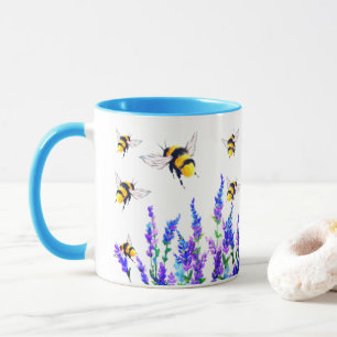 Blume und Bienen, die Kaffee fliegen Tasse