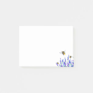 Blume und Bienen fliegen klebrige Notizen