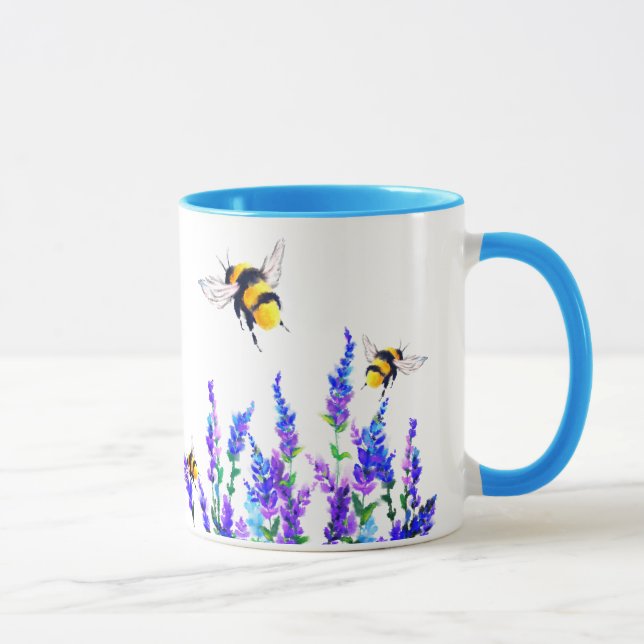 Blume und Bienen fliegen Tasse Geschenk (Rechts)