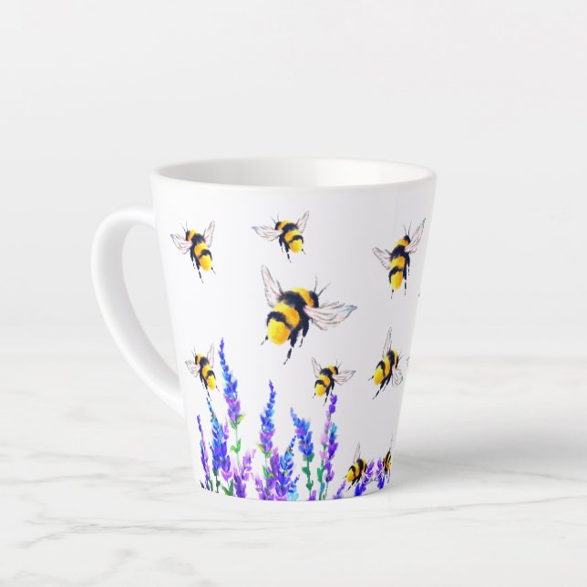 Blume und Bienen Latte Tasse (Linke Ecke)
