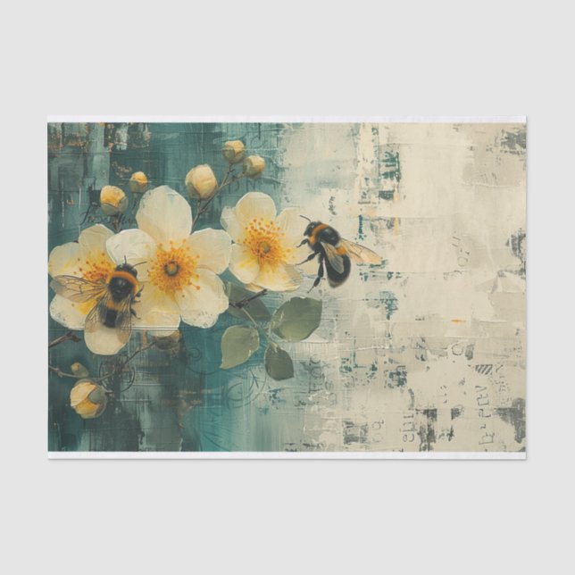 Blume und Bienen Seidenpapier (Vorderseite)