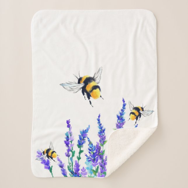 Blume und Bienen Sherpa Blanket Sherpadecke (Vorderseite)