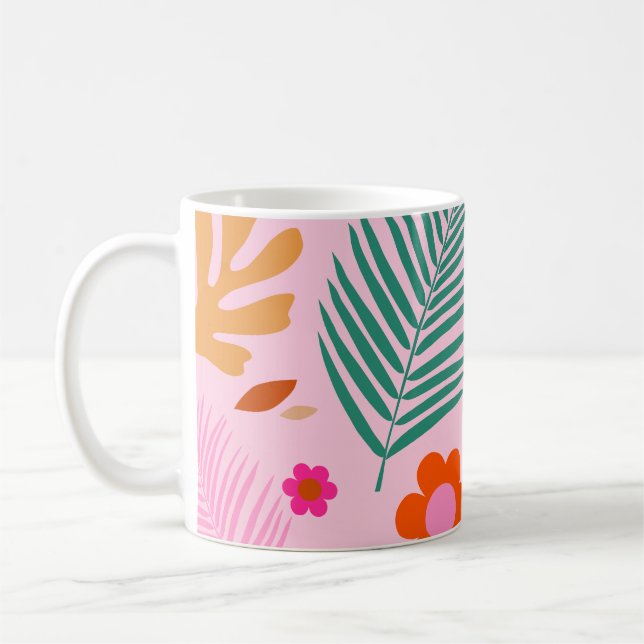 Blume und Blätter 02 Rosa Blütenblätter Kaffeetasse (Links)