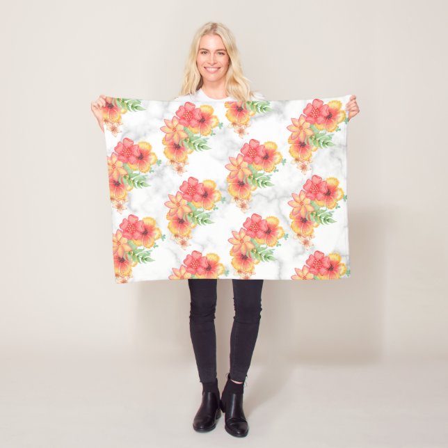 Blume und Blätter aus Marmor Fleecedecke (Beispiel)