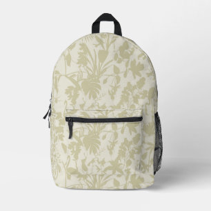 Blume und Blätter der tropischen Silhouette. Bedruckter Rucksack