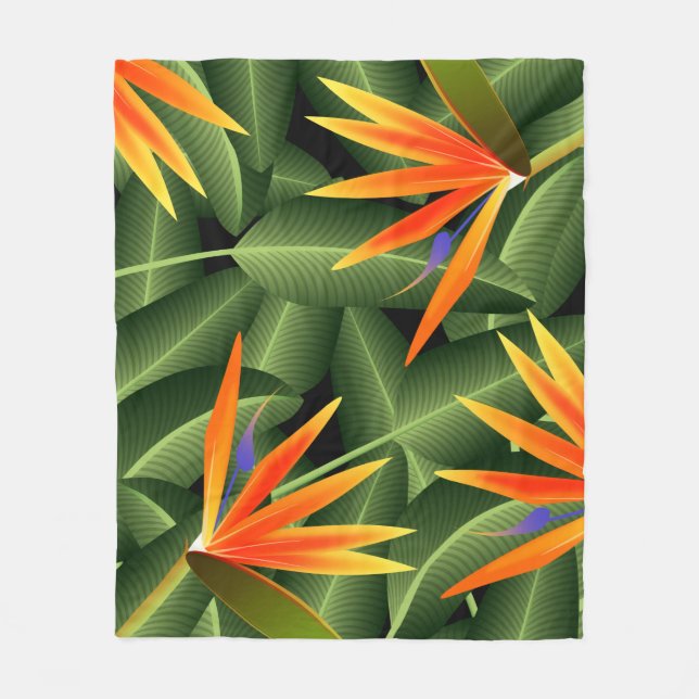 Blume und Blätter des Paradieses Fleecedecke (Vorderseite)