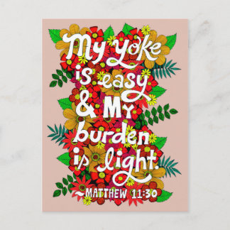 Blume und Blätter Doodle Typografy Bible Verse Postkarte