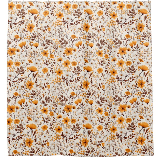 Blume und Blätter für den Herbst in Aquarellfarben Duschvorhang (Vorderseite)