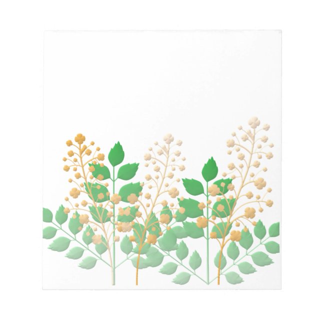 Blume und Blätter im Garten Notizblock (Vorderseite)