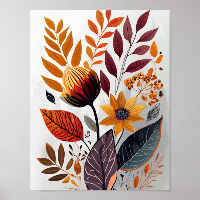 Blume und Blätter im Herbst Poster (Vorne)