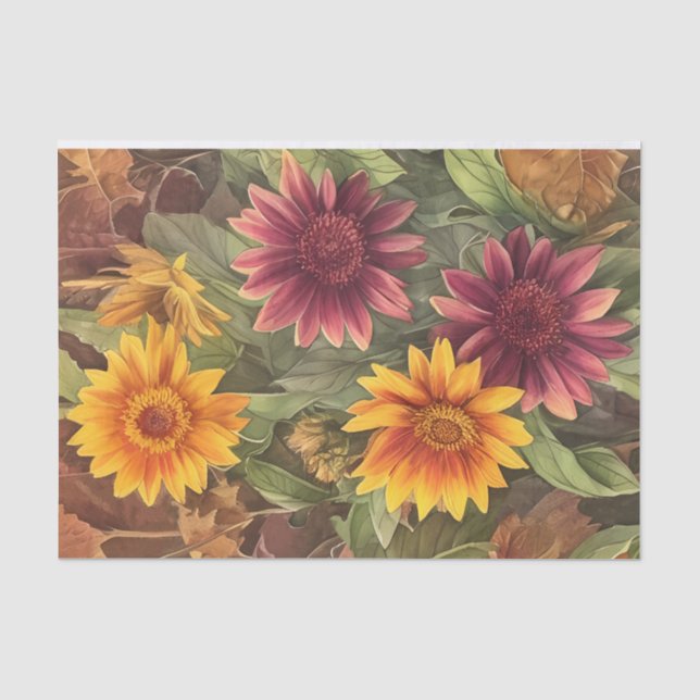 Blume und Blätter im hübschen Herbst Herbst Seidenpapier (Vorderseite)