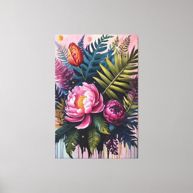 Blume und Blätter Ölgemälde Leinwanddruck (Vorderseite)