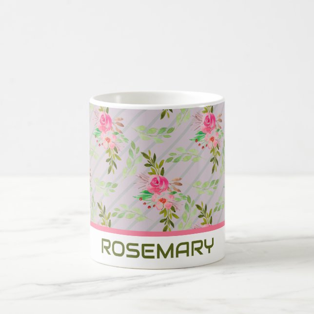 Blume und Blätter Personalisiert Kaffee Tasse (Mittel)