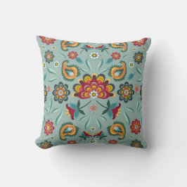 Blume und Blätter zum Blue Gray Batik Style Kissen