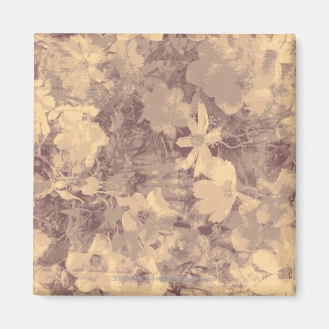 Blume- und BlattTarnmuster auf Beige Magnet (Vorne)