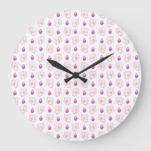 Blume und Buds, rosa Apfelblüten Große Wanduhr