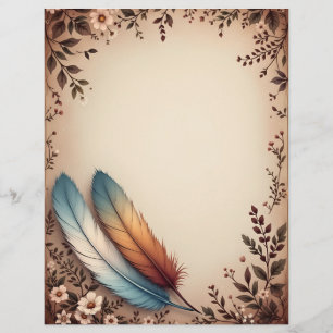 Blume und bunte Federn Briefbogen