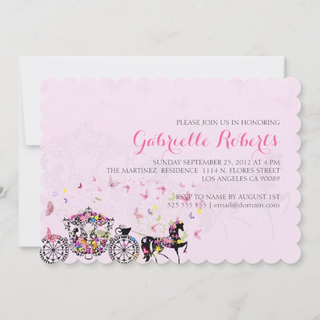 Blume und Butterfliegen zum Hochzeitspferd 2 Einladung (Vorderseite)