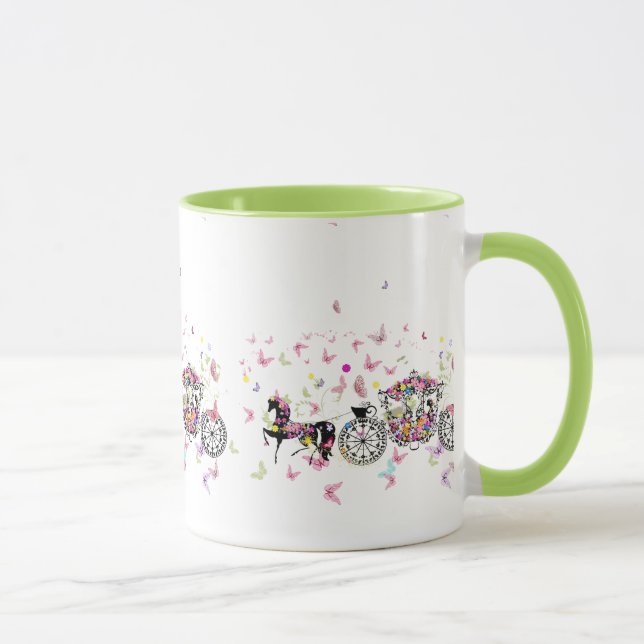 Blume und Butterfliegen zum Hochzeitspferd Tasse (Rechts)