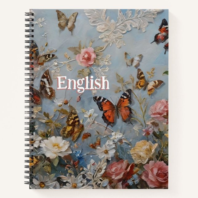 Blume und Butterfly-Journal / Notebook Notizbuch (Vorderseite)