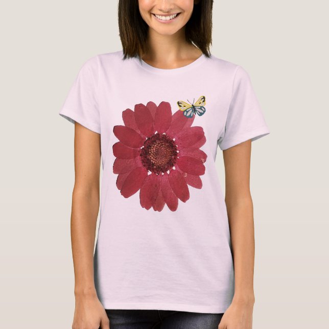 Blume und Butterfly T-Shirt (Vorderseite)
