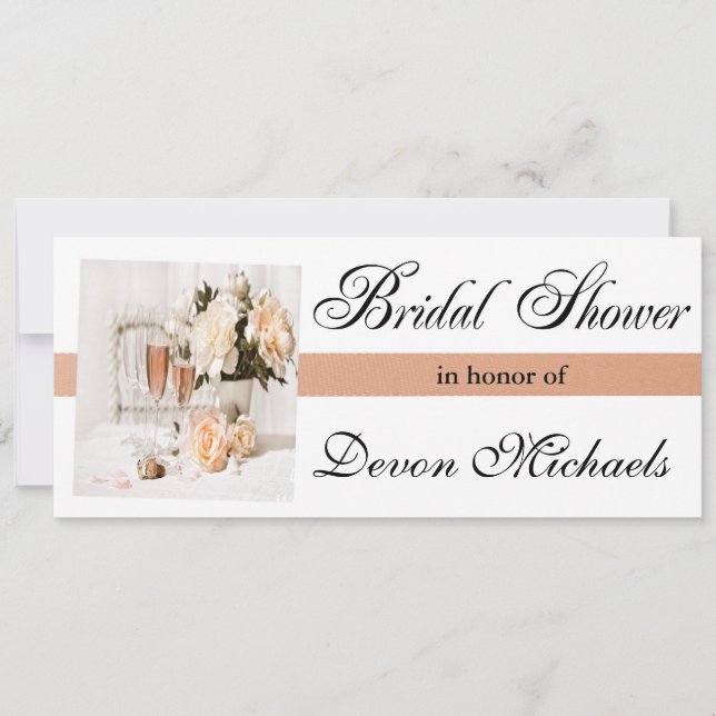 Blume und Champagne Bridal Dusche Einladungen (Vorderseite)
