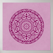 Blume und Dots Mandala - Fuschia Pink drucken