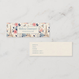 Blume und Eiffelturm im Pariser Muster Mini Visitenkarte