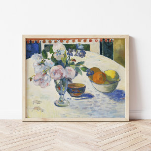 Blume und eine Schüssel Obst   Paul Gauguin Poster