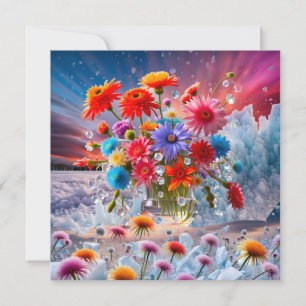 Blume und Eiskristalle Feiertagskarte