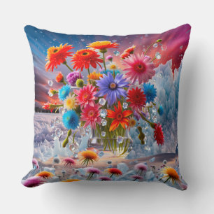 Blume und Eiskristalle Kissen
