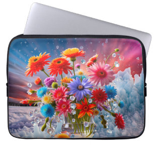Blume und Eiskristalle Laptopschutzhülle