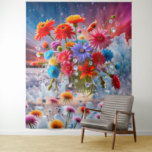 Blume und Eiskristalle Wandteppich