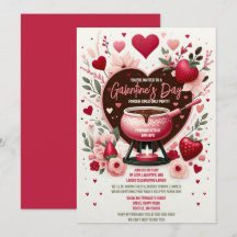 Blume und Erdbeeren Galentinisches Fondue-Party