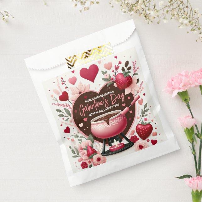 Blume und Erdbeeren Galentinisches Fondue-Party Geschenktütchen (Versiegelt)