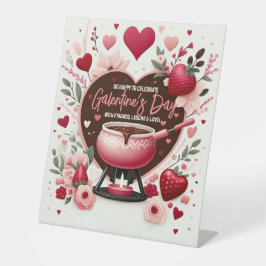 Blume und Erdbeeren Galentinisches Fondue-Party Sockelschild