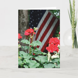 Blume und Fahne Rot, Weiß und Blau Karte